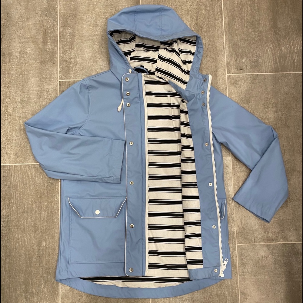 Baby blue rain jacket